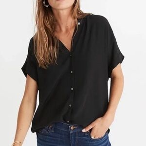 Madewell Central Drapey Black Shirt